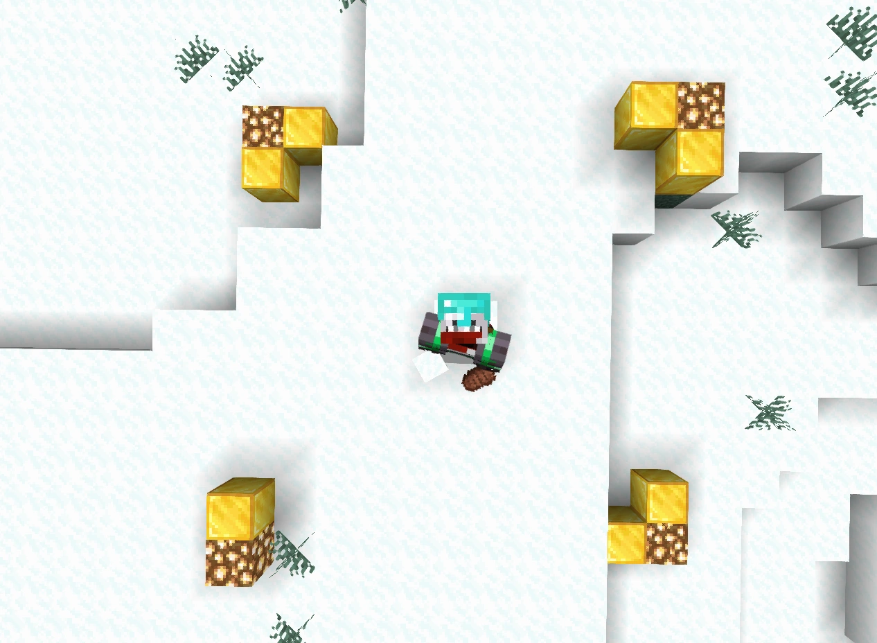 Example of a freshly created claim using /claim, with the corners shown by gold blocks and glowstone.