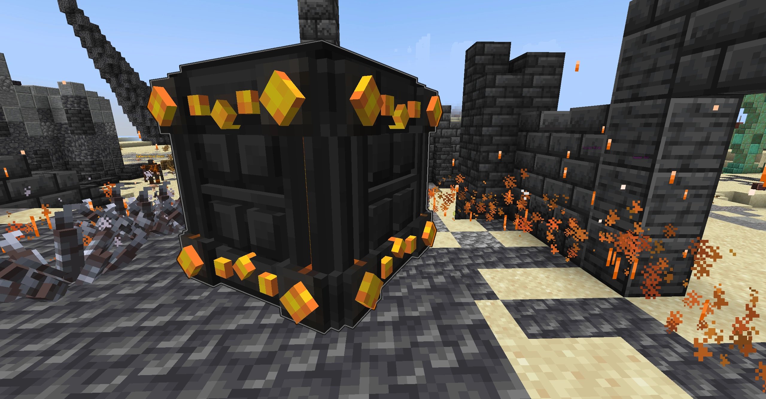 A super crate with its capture zone particle effect. Remain in the radius for the duration to open.